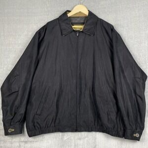 Rainforest Bomber Jacket Mens 2XL Black Lined Harrington Faux Suede‎ 90s Style